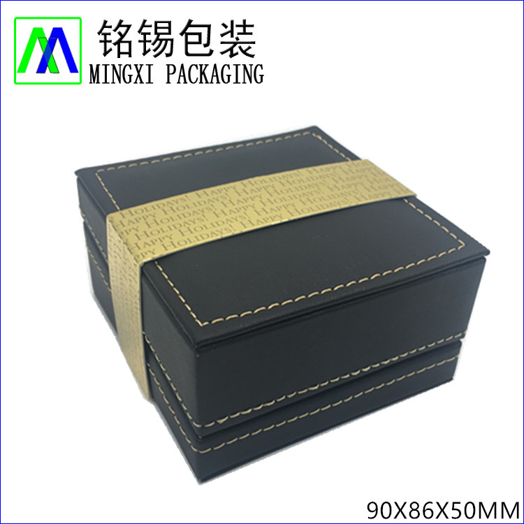 Luxury Stitching Leather Box With Gold Foil Stamp Logo