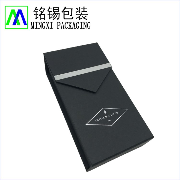 Magnetic Closure Watch Packaging Box With Silver Foil Logo