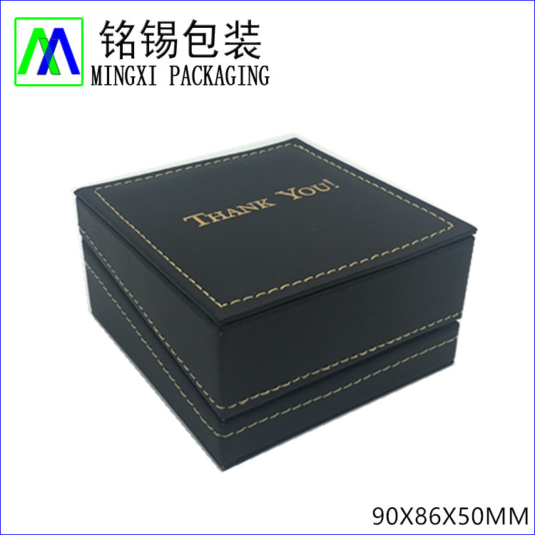 Luxury Stitching Leather Box With Gold Foil Stamp Logo