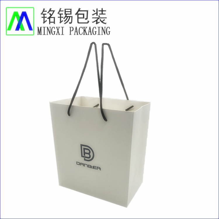 White Shooping Bag With Black Foil Stamp Logo