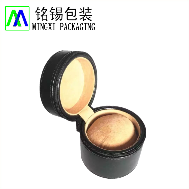 Cylindrical zipper PU leather watch box