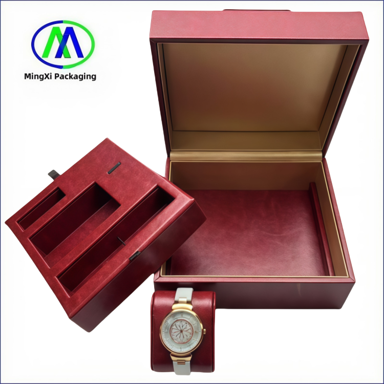 Custom PU Leather Watch Box Luxury Gift Boxes for Men's Watch Packaging