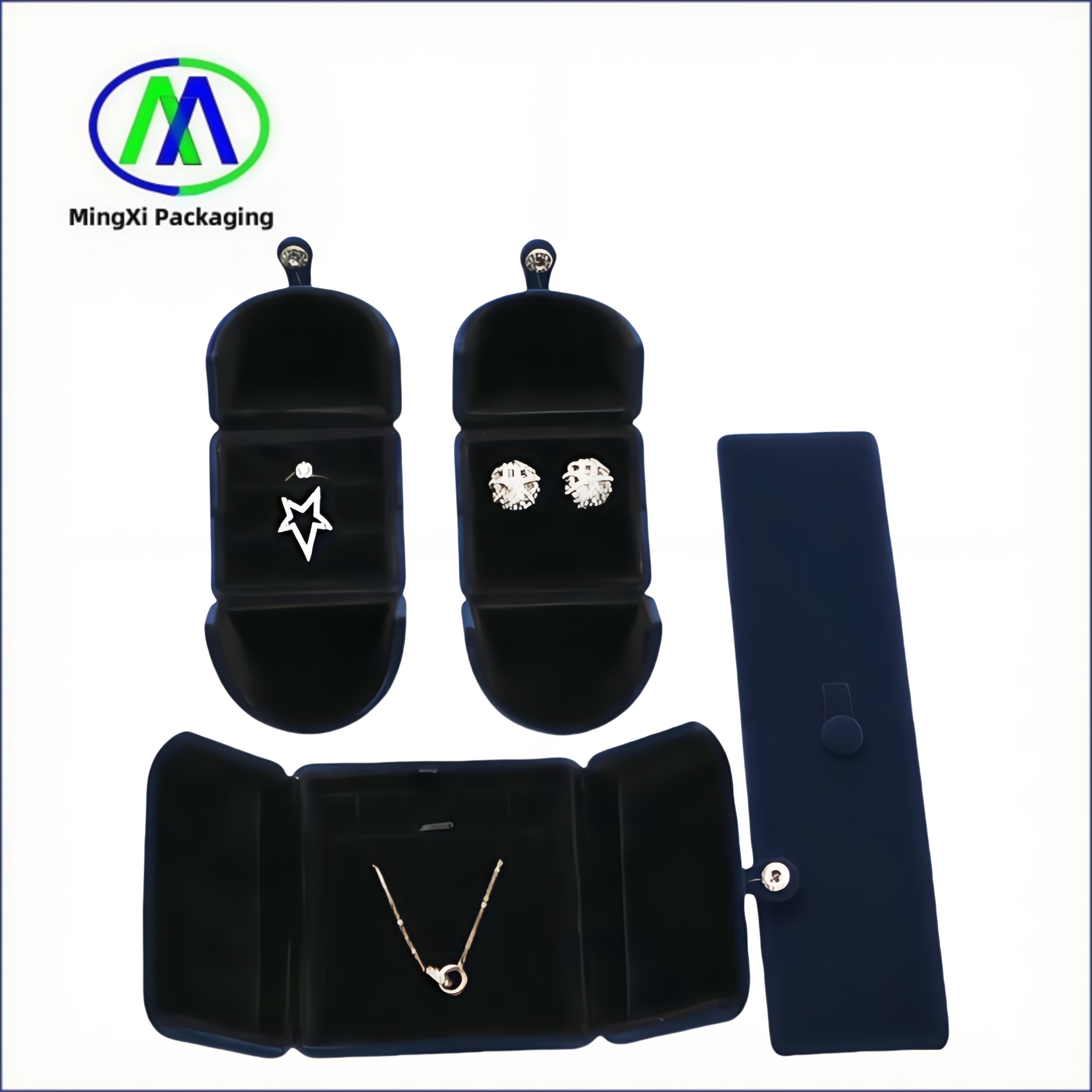 Hot Sale Dark Blue Velvet Necklace Box Luxury Ring Box Earrings Bracelet Jewelry