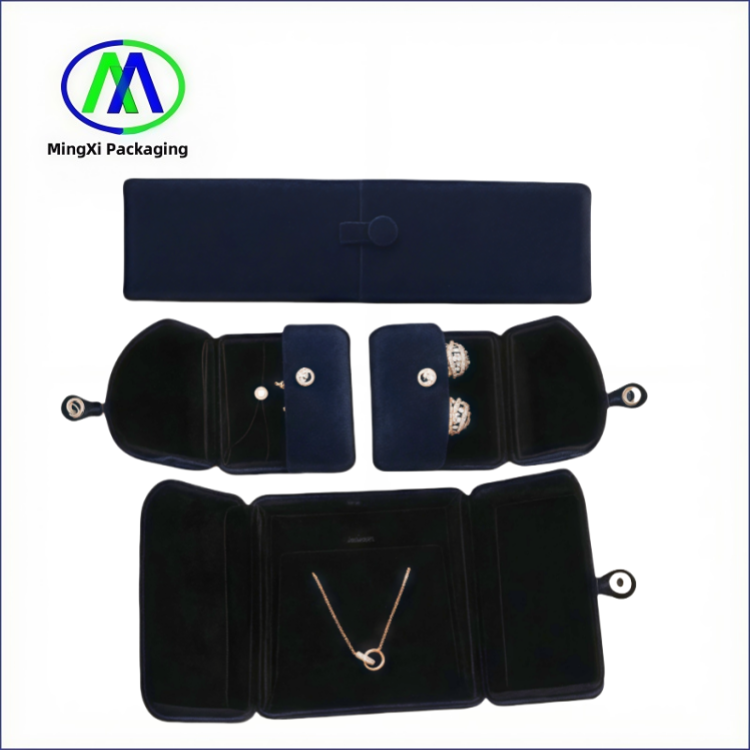 Hot Sale Dark Blue Velvet Necklace Box Luxury Ring Box Earrings Bracelet Jewelry