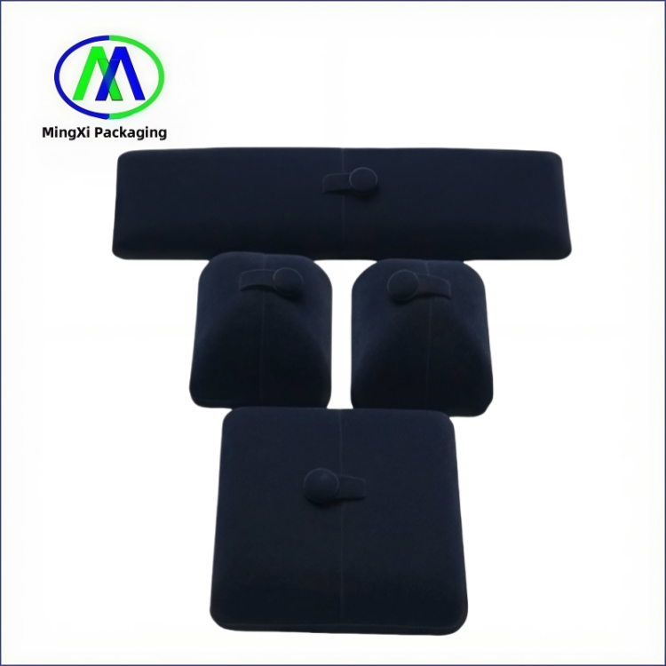 Hot Sale Dark Blue Velvet Necklace Box Luxury Ring Box Earrings Bracelet Jewelry