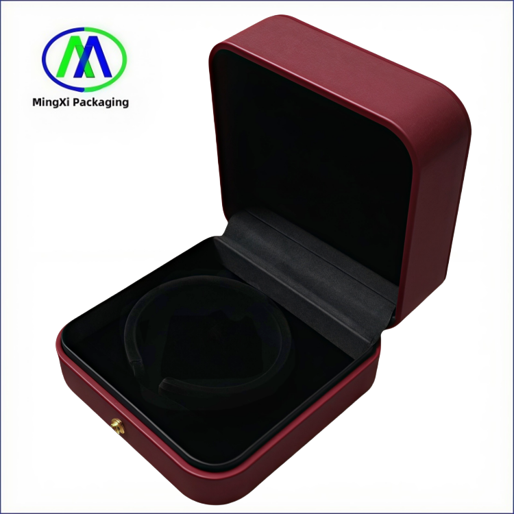 Custom Logo Luxury Red PU Leather Jewelry Packaging Box Necklace Bracelet Earrin